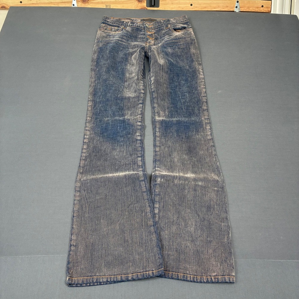 Y2K Bongo Low Rise Flared Button Fly Blue Wash Fade Jeans Women's Size 5 (26x31)